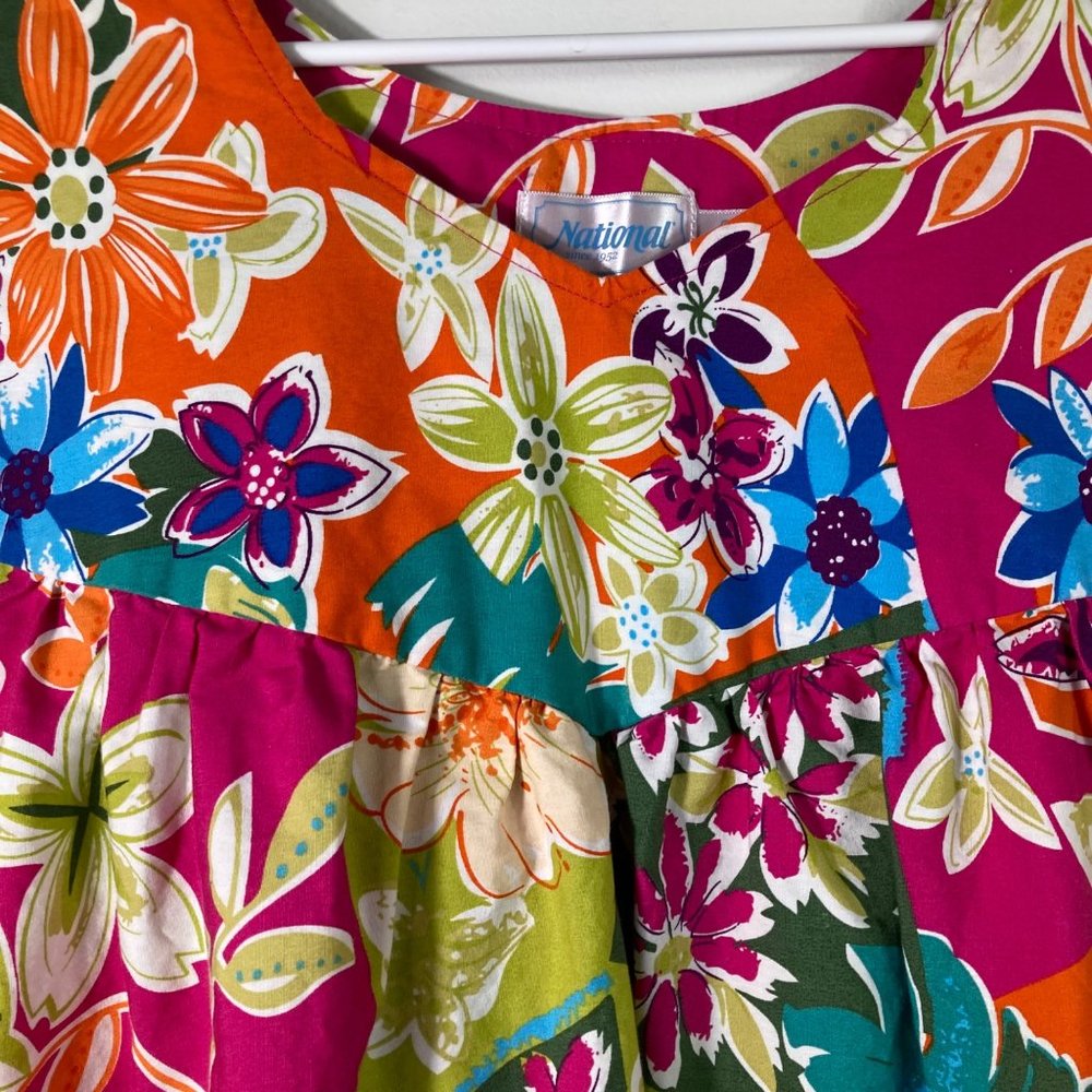 Womens Vintage National Hawaiian Floral Cotton House … Gem